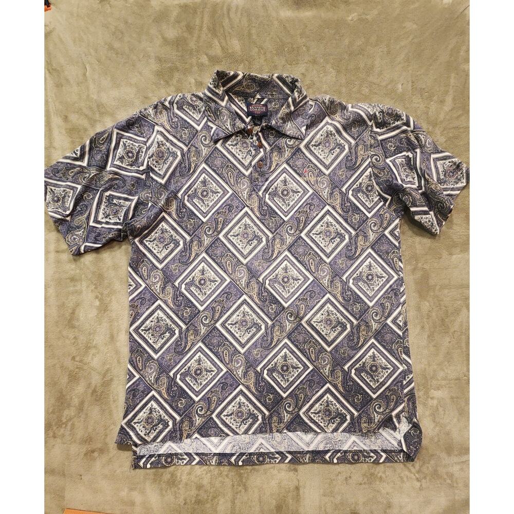 Kenneth Gordon Polo Shirt Men’s Large New Orleans Paisley Boho Vtg 90s USA Made